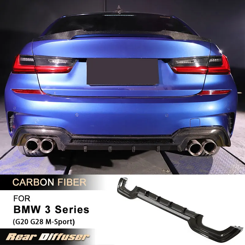 

Car Rear Bumper Diffuser Lip Spoiler for BMW 3 Series G20 G28 M-Sport 2020-2022 Rear Apron Lip Body Kit Carbon Fiber FRP