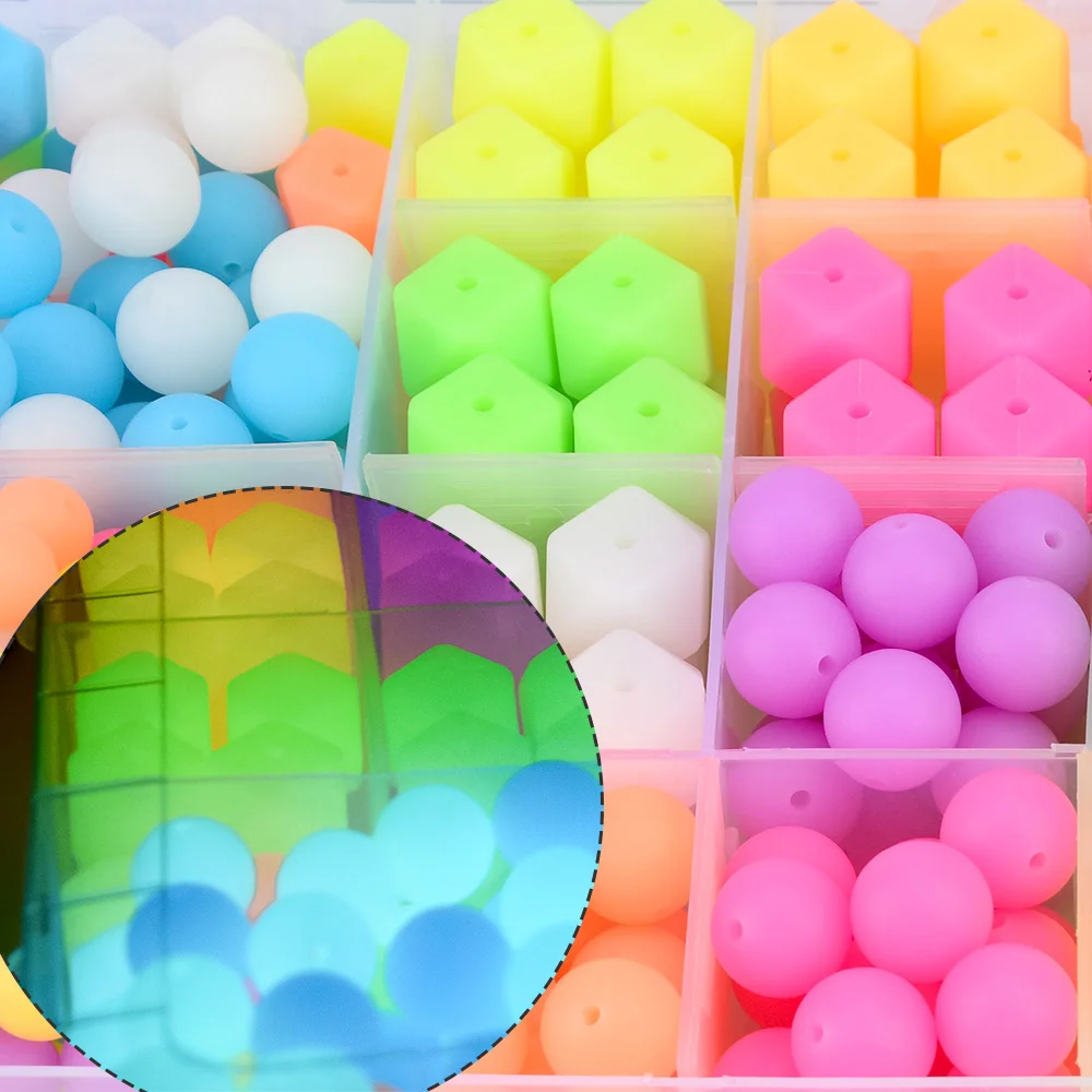 LOFCA 204/321pcs Luminous Silicone Beads Mother Kids Pour Teether For DIY Baby Accessories Safe Food Grade More Sizes and Shapes