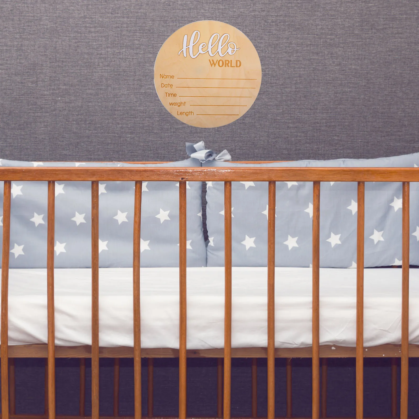

Round Wooden Baby Name Sign Newborn Birth Announcement Photography Prop Hospital Arrival Marker Infant Decor