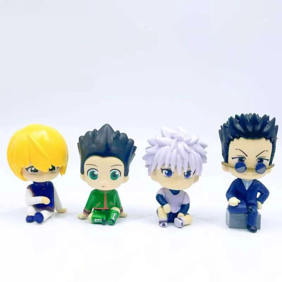 

Gift Hot 4P/8Set Hunter X Hunter Anime Figure Q Version Sitting Figures Gon Killua Kurapika Leorio Chibi Doll GK Model Ornament