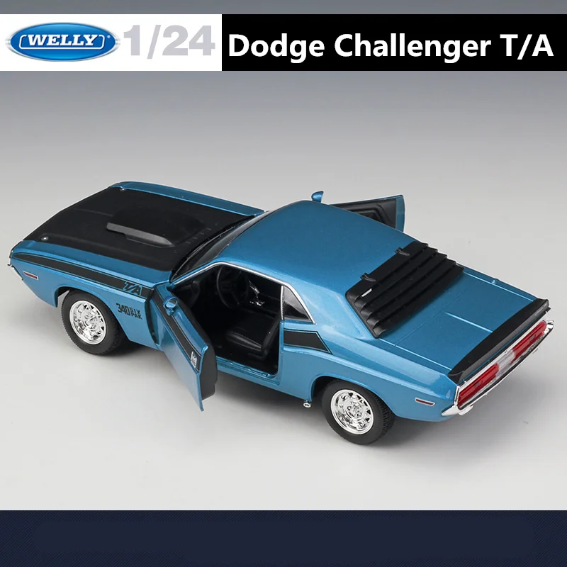 WELLY 1:24 1970 DODGE Challenger T/A Alloy Racing Car Model Diecast Metal Sports Car Vehicles Model Simulation Children Toy Gift