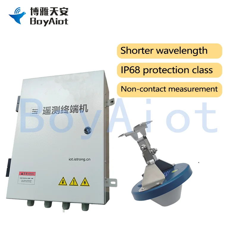Jauge de niveau d'eau radar sans contact BOY-SW08-FM06 avec terminal de télémétrie pour mesurer le niveau d'eau du réservoir