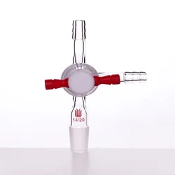 SYNTHWARE Tee joint, 14/20, 19/22, 24/40, 29/42, 2mm PTFE/Glass valve, ADAPTER, FLUSHING, Borosilicate glass, A68