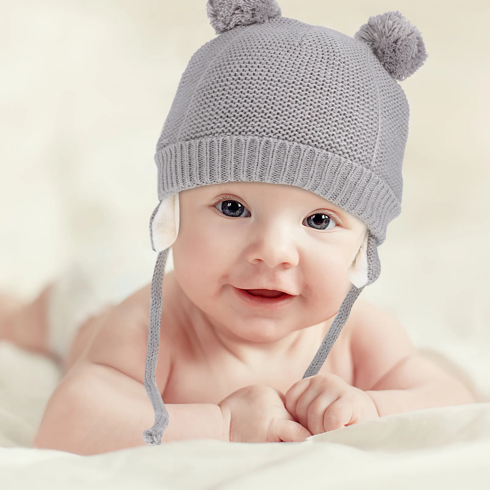 مجموعة قفازات القبعة الدافئة مبطنة بالصوف قفازات قبعة لفصل الشتاء قبعة صغيرة قابلة للتعديل Pompom مطابقة هدية ل