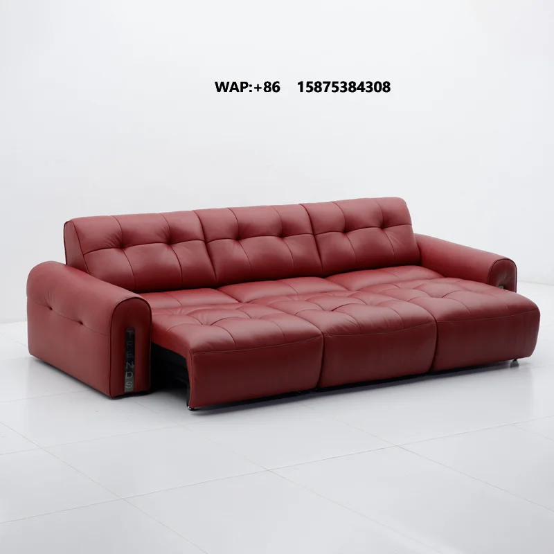 Leather Sofa Bed Intelligent Electric Automatic Pull-out Folding Sofa Large Multifunctional Living Room Furniture