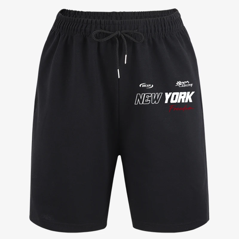 

New York Dream Freedom Letter Print Summer Commute Comfy Pants Mens Gym Running Shorts Casual Sport Bottom Stretch Short Pants