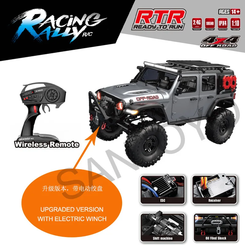 

1:10 Upgraded Wrangler HB-R1011 Full Scale RC Crawler High Speed Off Road Remote Control Climbing Toy Car For Hobby Enthusiasts
