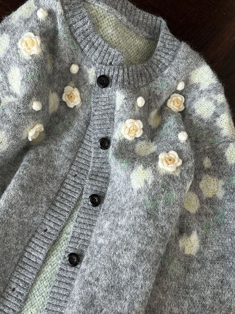 سترة محبوكة مطرزة للنساء، سترة الخريف