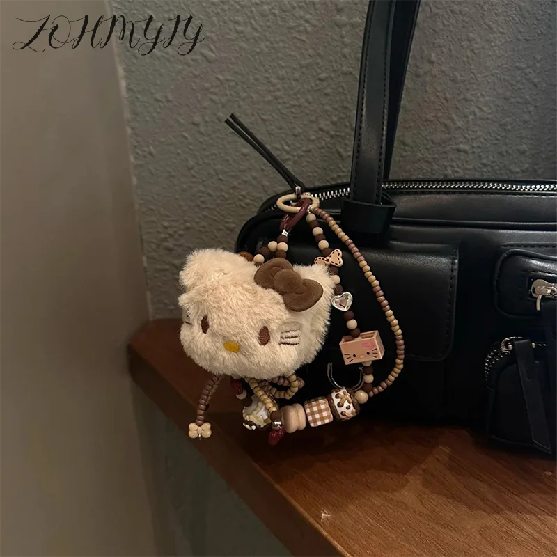 Schleife Hello Kitty Plüsch-Schlüsselanhänger Cartoon KT Katze gefüllte Puppe Schlüsselanhänger Schultasche Anhänger Rucksack hängen Dekor Schlüsselzubehör