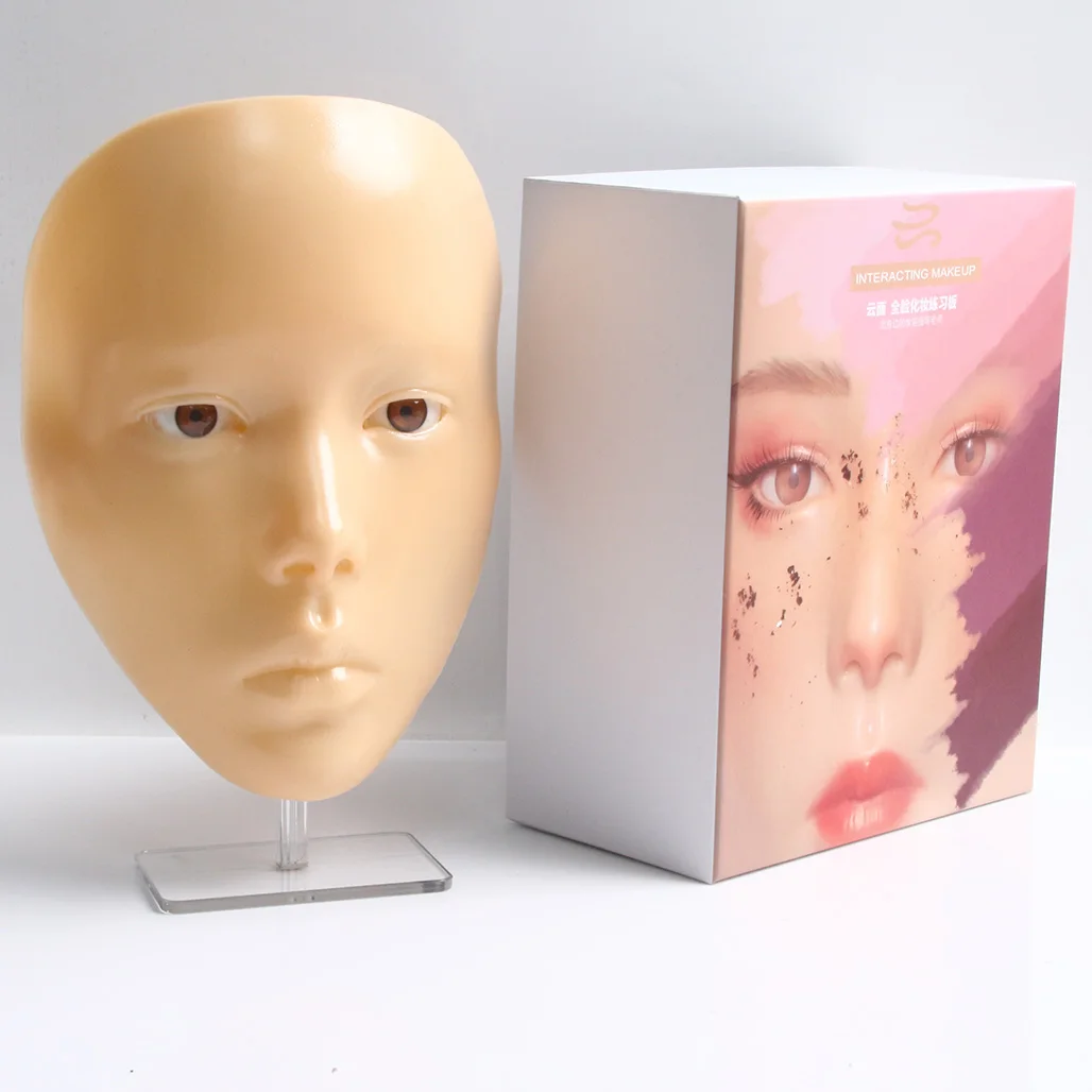 1pcs/Box Makeup Practice Face Makeup Mannequin With Board 5D Silicone Practice Eyelash Eye Shadow For Makeup Artist