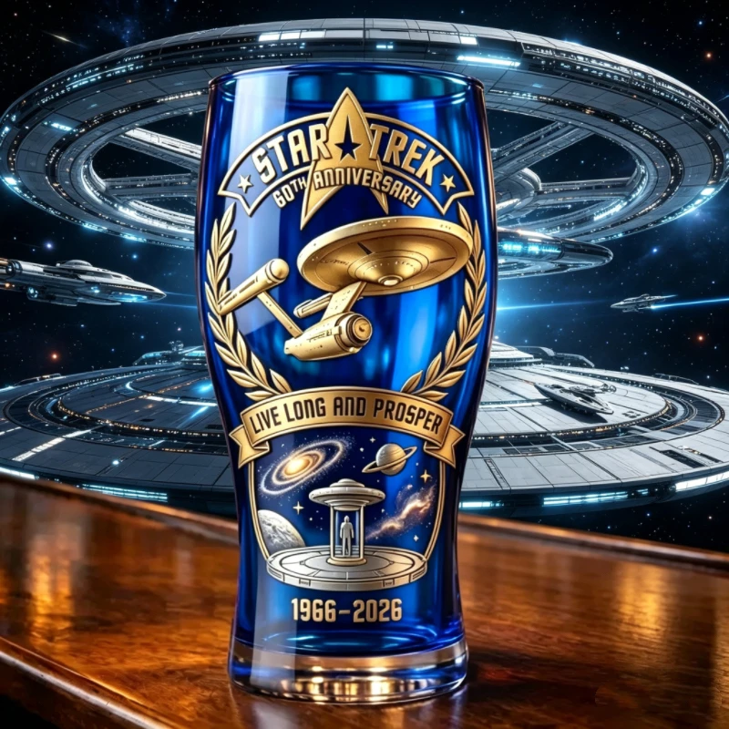 Star Trek 60th Anniversary Pint Glass Live Long And Prosper Beer Cup Collectible Gift