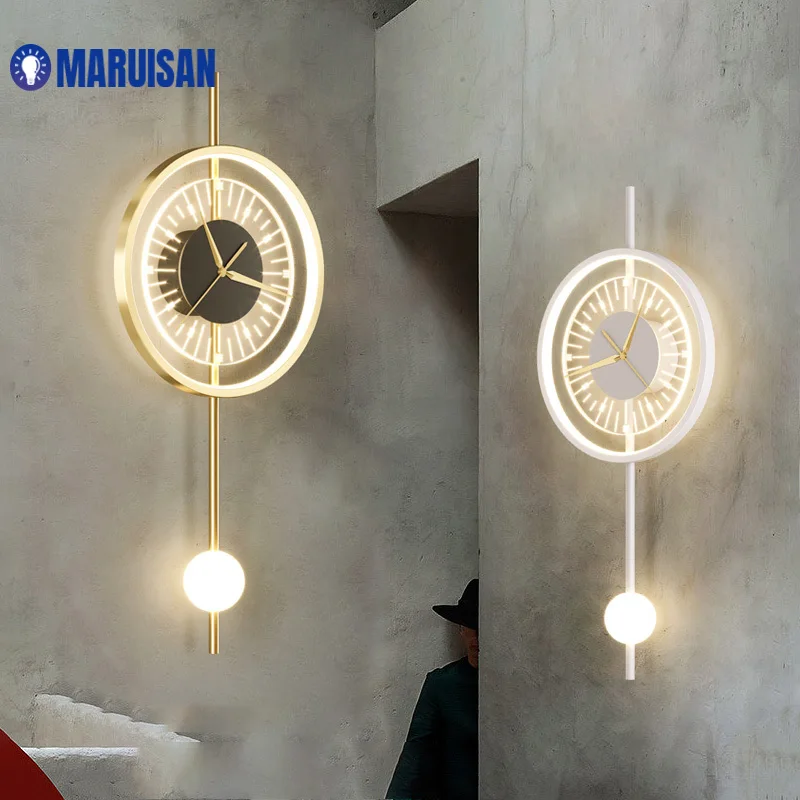 Modern Clock LED Wall Light, Sconces Iluminação Interior, Home Decor, Cabeceira, Corredor, Corredor, Hotel, Sala De Estar