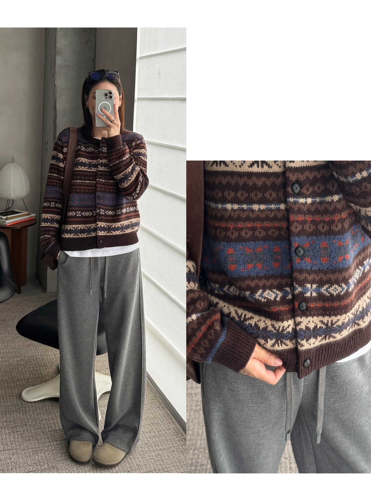 

Women's Autumn Winter Knitted Open Cardigan Sweater Wool Camere Blend Striped Color Blo Fluffy Soft Warm Long Sve Crew...