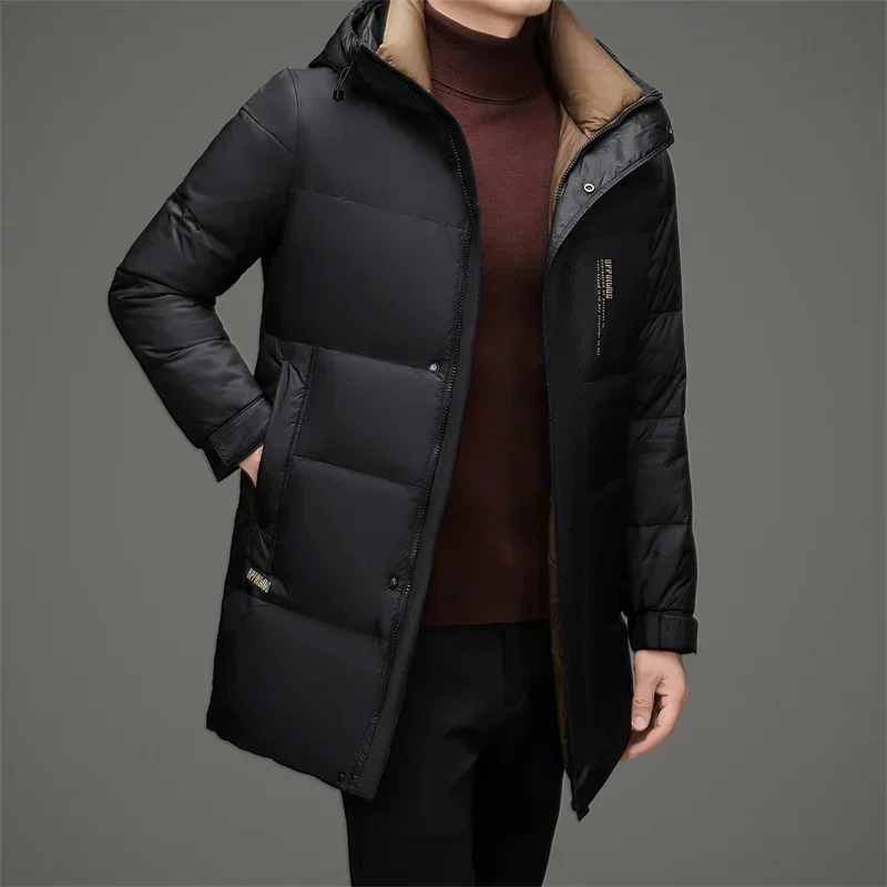 2025Top Down Jacket Men's Winter Detachable Hat Casual Fashion Duck Thickened Coat New Style Warm Cold-proof Clothing Jack