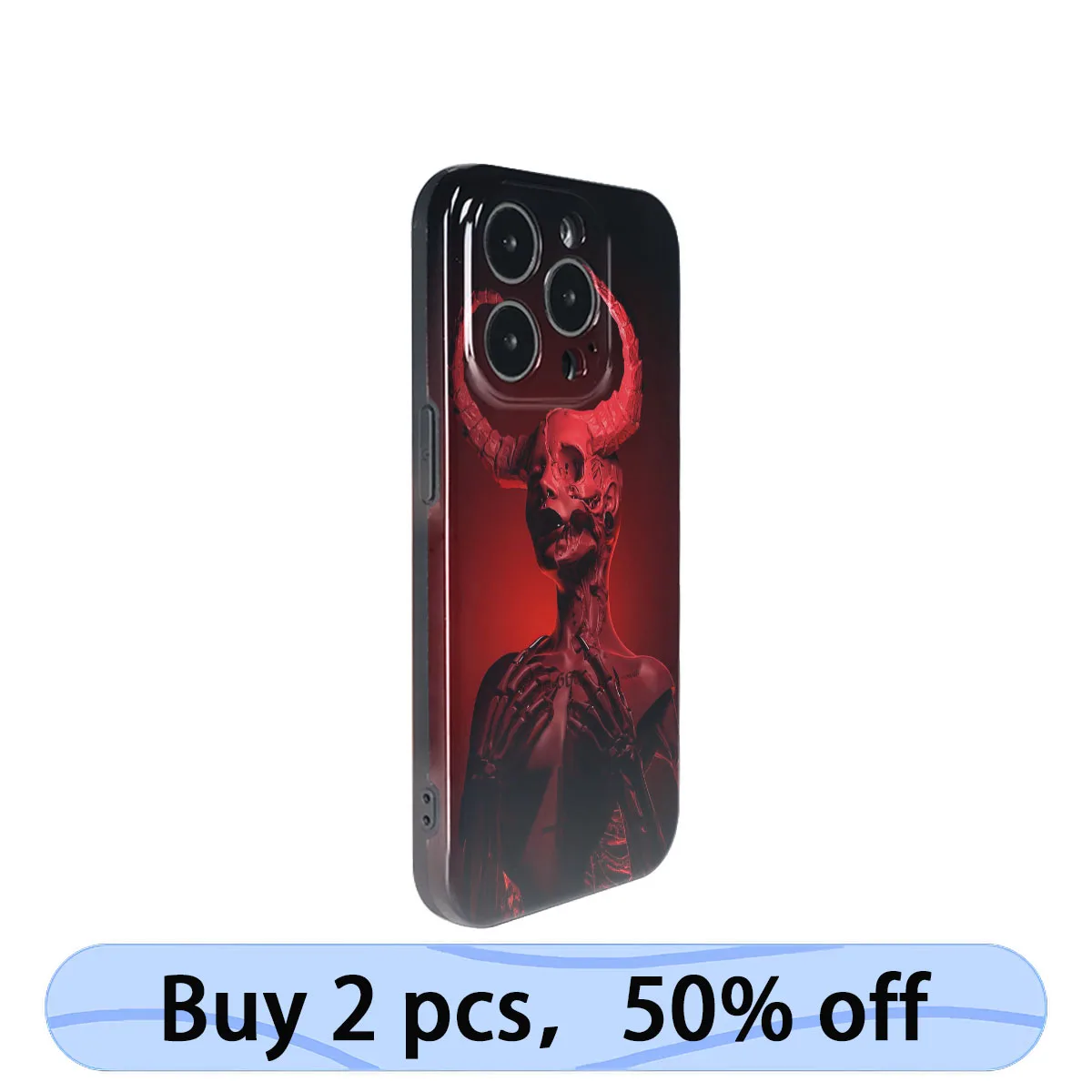 Coque iPhone Art Phone Case Dark Satan Devil Rock & Roll Cover for iPhone 15 14 13 12 11 Pro Max Plus IMD 2 in 1