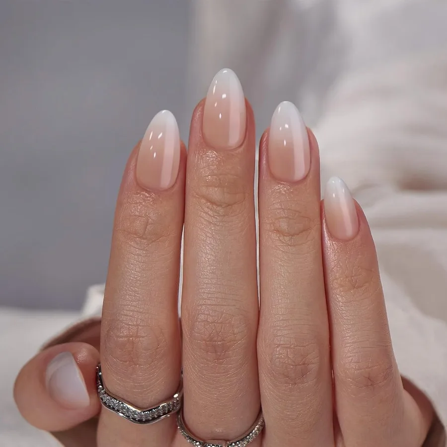 

Almond Press On Nails Medium Soft Gel Ombre Fake Nails with Nail Glue SemiTransparent Reusable Glue On Nails in 16 Sizes 30PCS