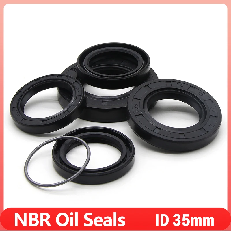 Black NBR Oil Seals ID 35mm TC-35*42/45/48/50/52/55/60/65/68/70/80/86*5/6/7/8/10/12mm Nitrile Rubber Shaft Double Lip Gasket