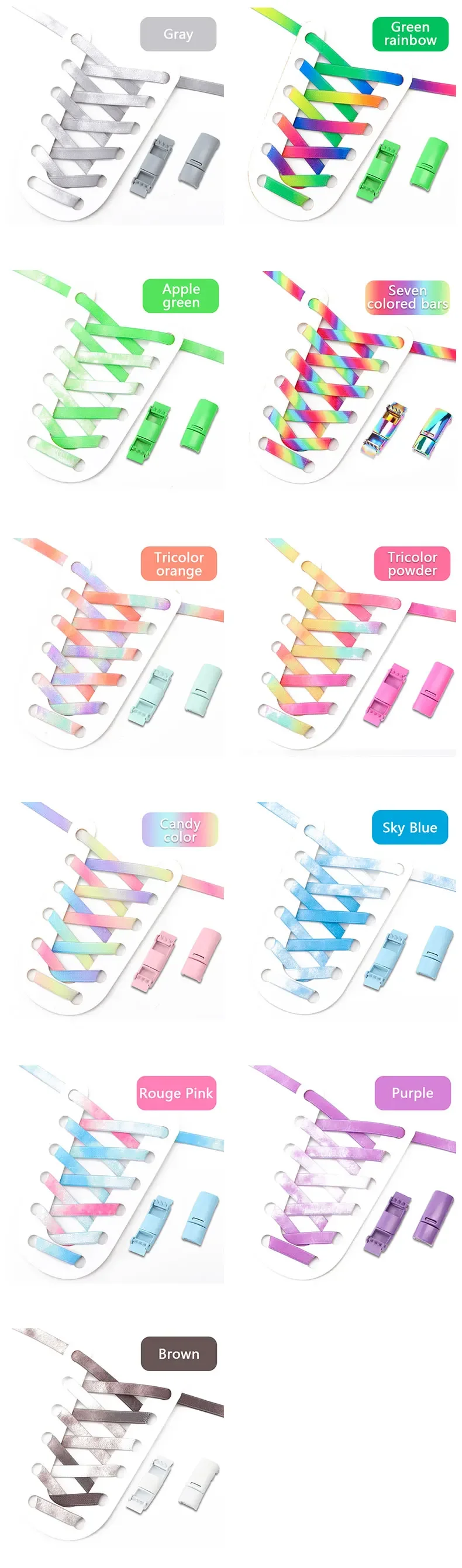 1 Paar magnetische Schnürsenkel für Sneaker, Regenbogen-Farbverlauf, flache, elastische Schnürsenkel, für Erwachsene und Kinder, Schnürsenkel ohne Binden, Schuhzubehör. – Detail 9