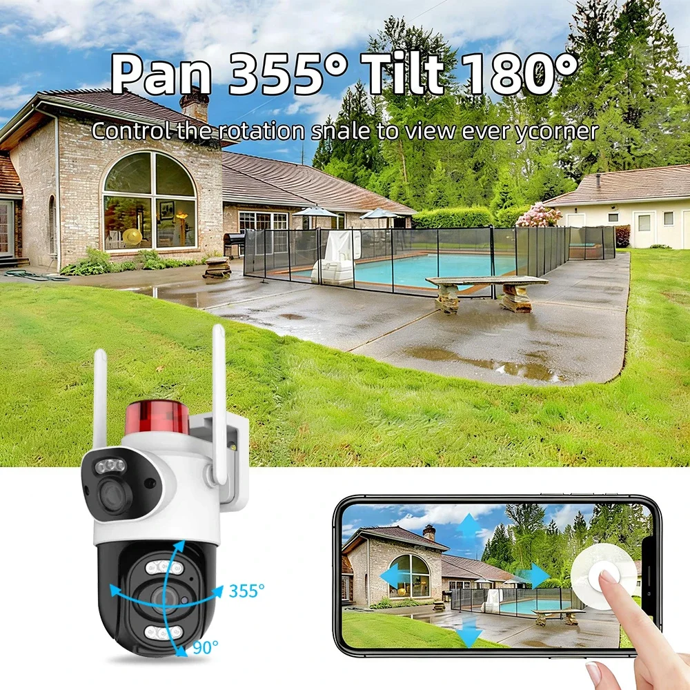YOOSEE 4K 8MP Dual Lens Dual Screens Wifi Camera Two Way Audio Color Night Vision With Motion Detection Alarm PTZ IP Camara