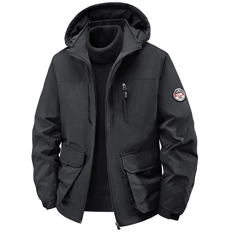 حجم كبير 7XL 8XL الرجال سترات سميكة الدافئة معطف مقنع القطن مبطن جاكيت من الصوف عادية سترة مضادة للماء الشتاء أبلى الملابس #5