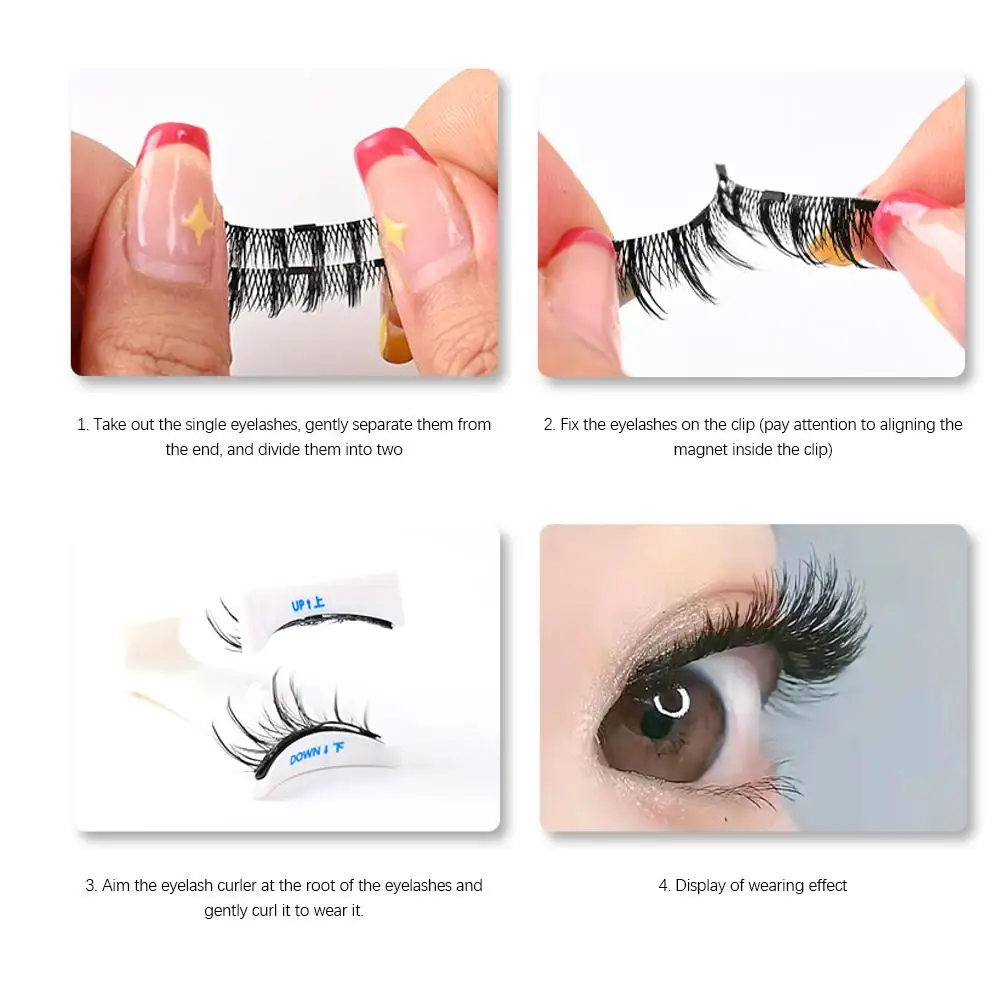 1 Pair 3D Natural Magnetic Eyelash Set With Clip Non-adhesive Reusable Portable Convenient Efficient False Eyelash Beauty Tool