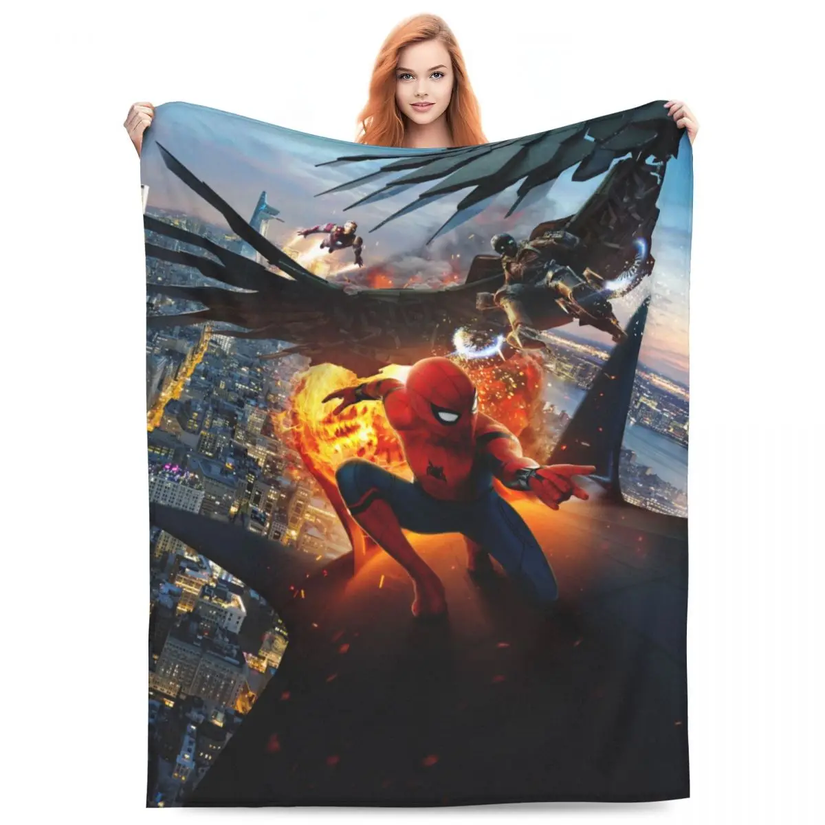 Warm Blanket Travel Spider Man Homecoming Iron Man Throw Blanket Flannel Bedspread For Outdoor Fluffy Sofa Bed Cover