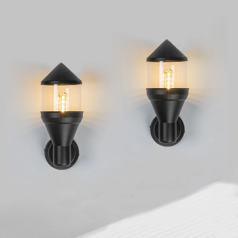 Led Outdoor Wall Lamp, Black Conical Single Head Led Wall Hanging Lamp, Garden Staircase, Villa Entrance, Courtyard Lamp