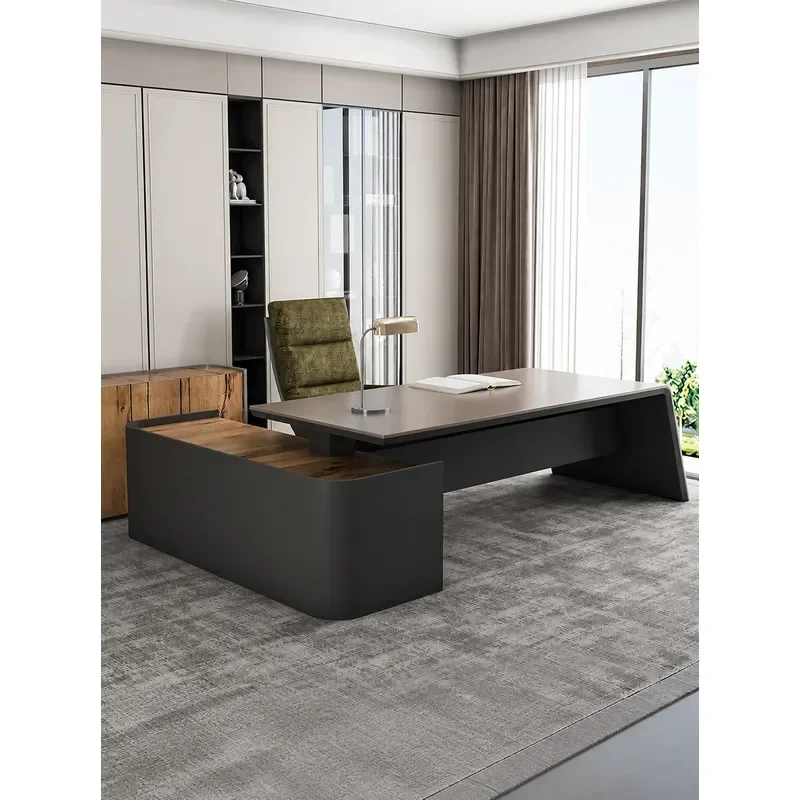 Solid Wood Executive Desk and Chair Set Modern Simple Office Furniture High End Manager Table for Leader Office