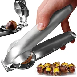 2In1 Chestnut Opener Stainless Steel Walnut Clip Nutcracker Clip Pecan Filbert Macadamia Pistachio Nut Cutter Knife Kitchen Tool