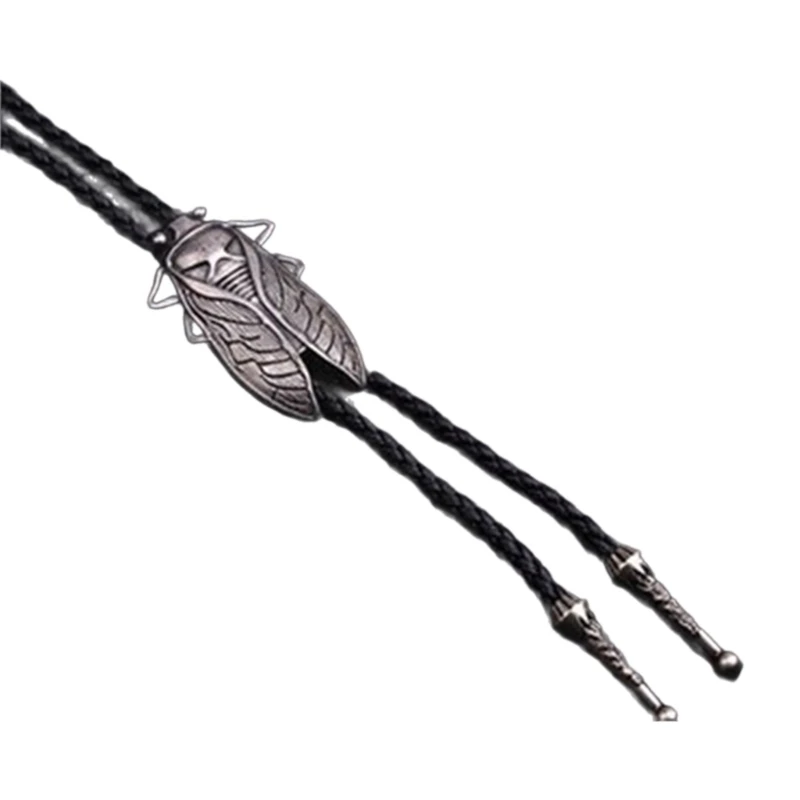 Bronze/Silver Color Bolo Tie for Men Carnivals Necktie Carved Cicada Buckle Decors Bolo Tie New Year Gift for Men Dropsale