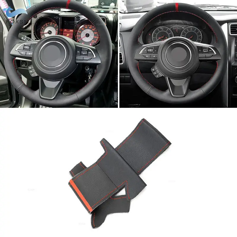 

Microfiber Perforated Leather Hand Braids Car Interior Steering Wheel Cover Trim For Suzuki Jimny 2019 2020 2021 2022 2023 2024