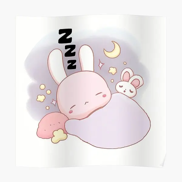 Sleepy Cute Bunny Sleep  Poster Wall Room Vintage Picture Home Art Print Decoration Decor Mural Painting Funny Modern No Frame