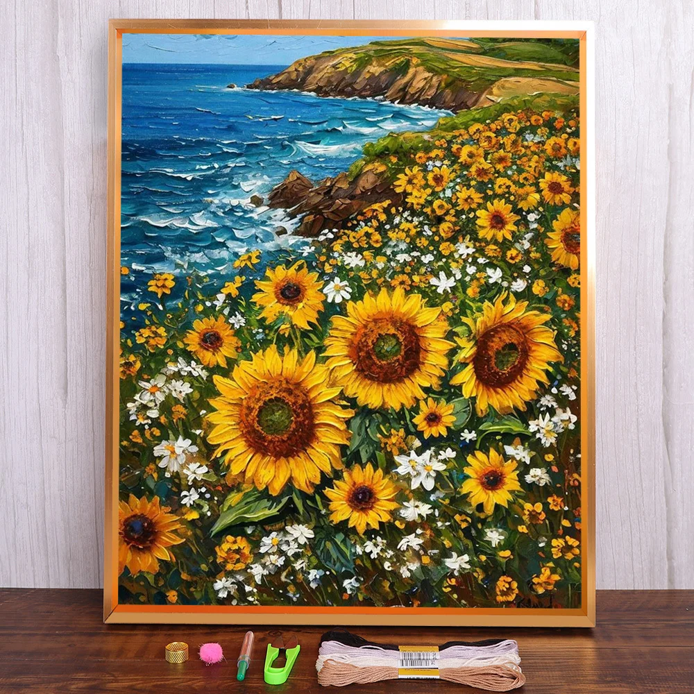 

Пейзаж, приморский цветок, печатная ткань, вышивка крестиком, набор для вышивания «сделай сам», хобби, живопись, рукоделие ручной работы, волшебный дизайн домашнего декора