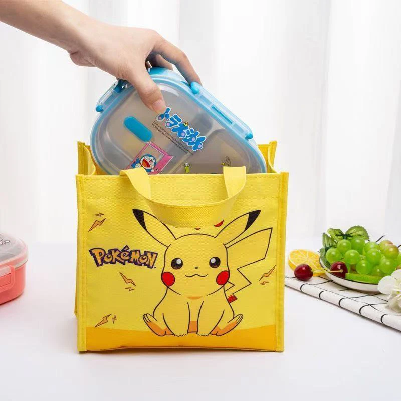 

Pikachu Waterproof Lunch Bag Cute Cartoon Large Capacity Portable Handheld Bento Bag for Kids Students School Picnic Girl's Gift