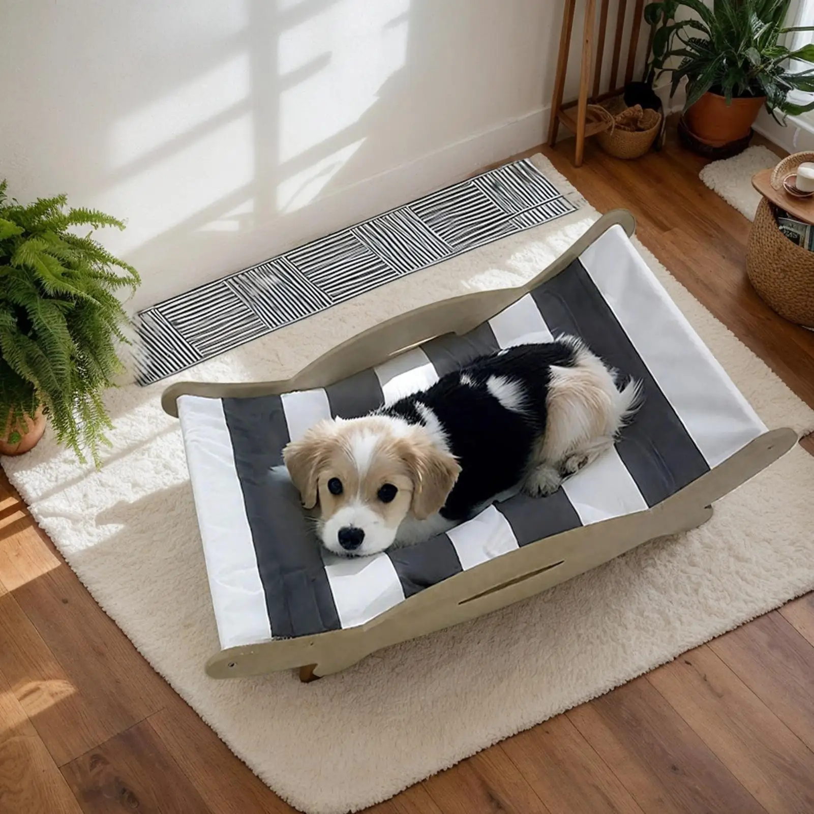 

Wooden Summer Cooling Ice Silk Lounger Chair Breathable Cooling Cat Sofa Bed for Indoor Outdoor Scratch-resistant Puppy Sofa Bed