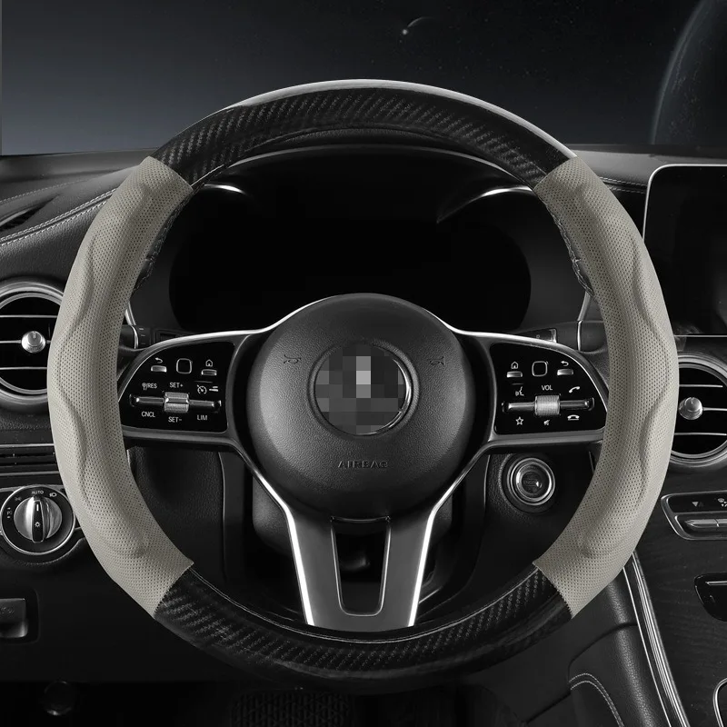 

Carbon Fiber Car Steering Wheel Cover Universal Steering Wheel Covers Car Accessories Interior Non Slip Steering Covers O/D Type