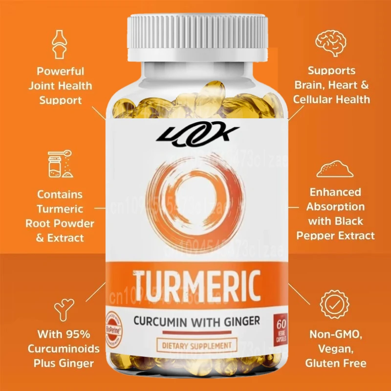 Curcumin and Ginger Contain Bioperine 1800mg, Maximum Joint Comfort Super Antioxidant 30 Parts, and 60 Vegetarian Capsules