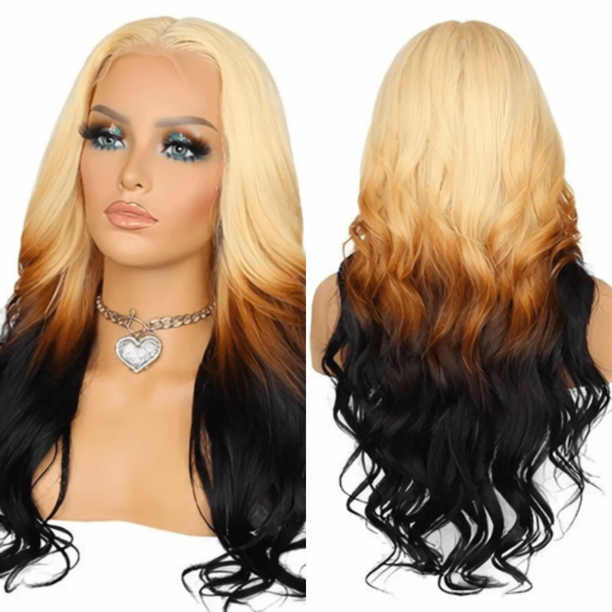 

13x6 Blonde Human Hair Full Frontal Wig Ombre Dark Brown Body Wave Brazilian Colored 13x4 Transparent Human Hair Wigs For Women