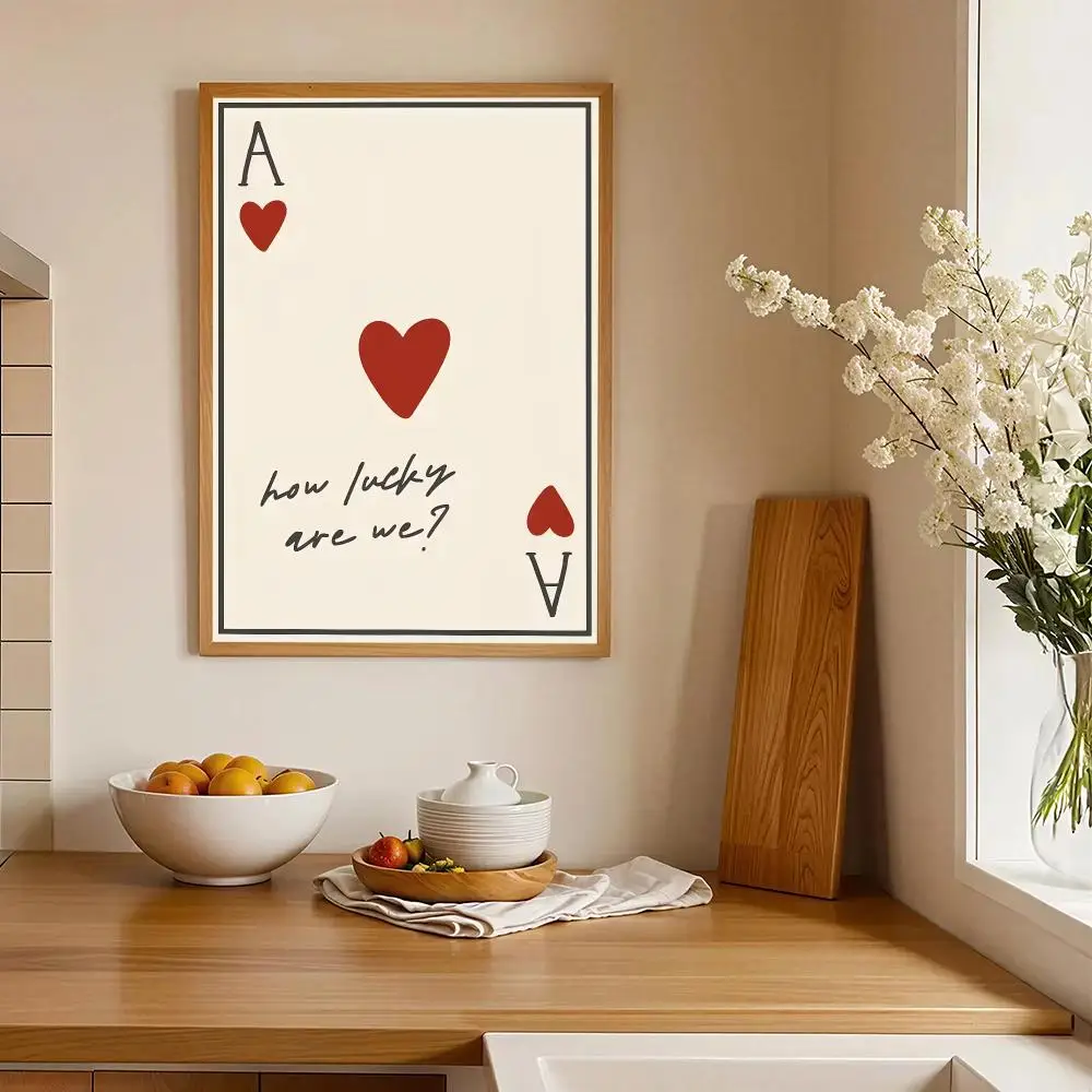 How Lucky Are We Ace of Hearts HD Wall Art Poster Bedroom Hallway Living Room Decor Playing Card Art New Home Gift