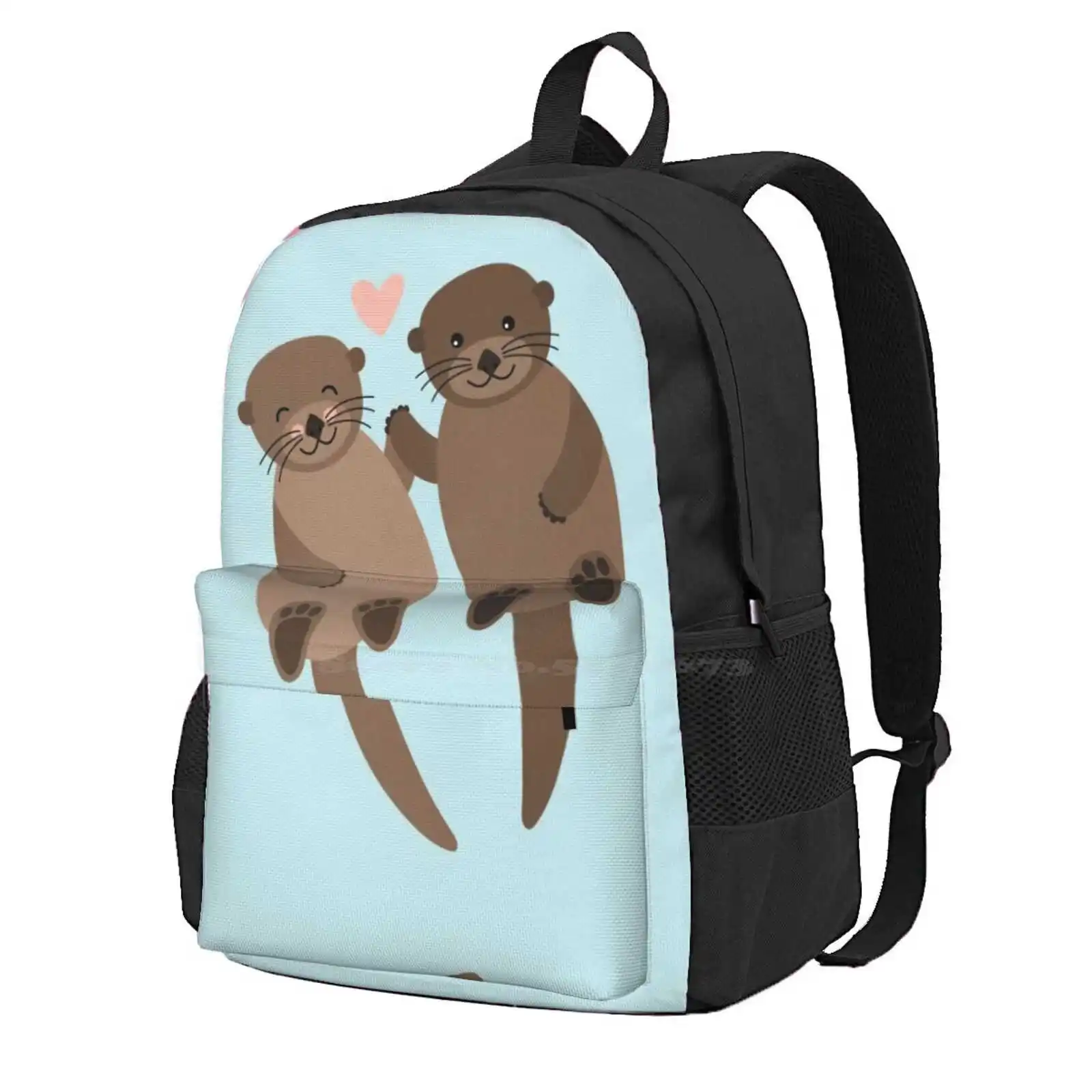 

Otters Hot Sale Schoolbag Backpack Fashion Bags Otter Friends Two Otters Cute Animals Cute Otter Woodland Creature Woodland