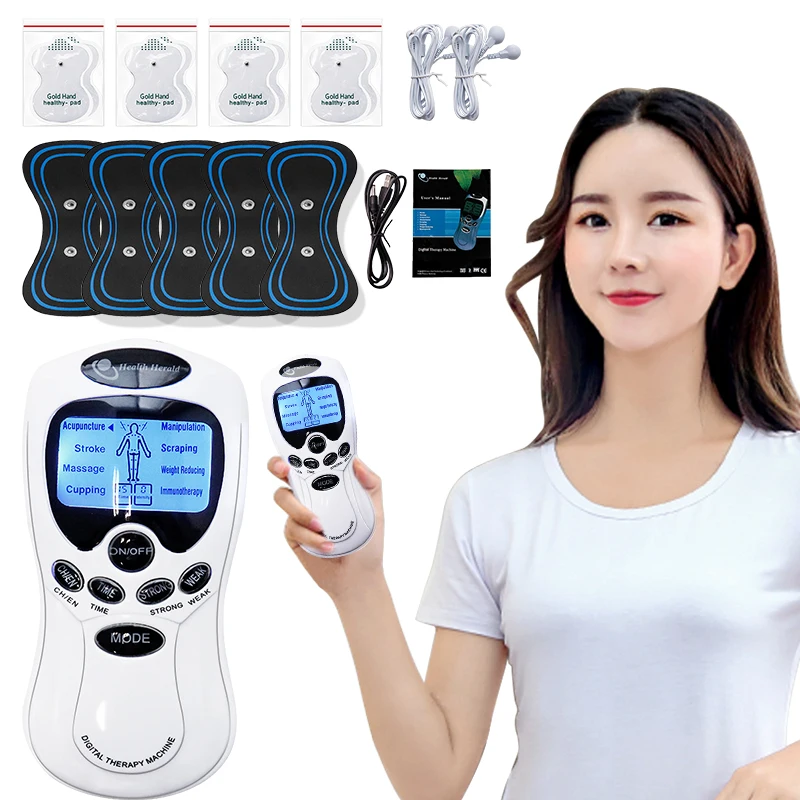 8 Modes Adjustable Digital TENS EMS Pulse Muscle Stimulator Soft Body Massage Device For Neck Back Shoulder Full Body Relax Tool
