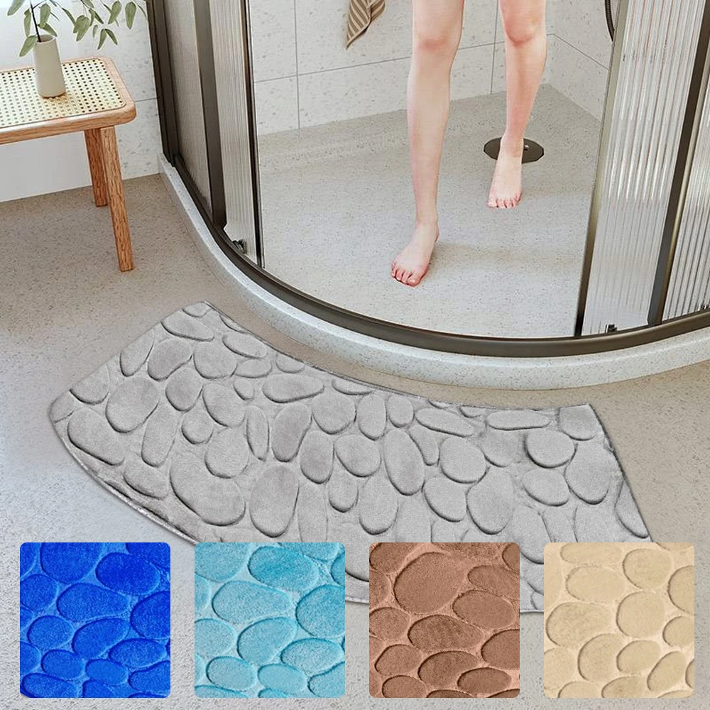 Curved Shower Mat Washable Curved  Non Slip Bathroom Anti Slip Mat For Shower Laundry Room Living Room Tub Bathroom Mat