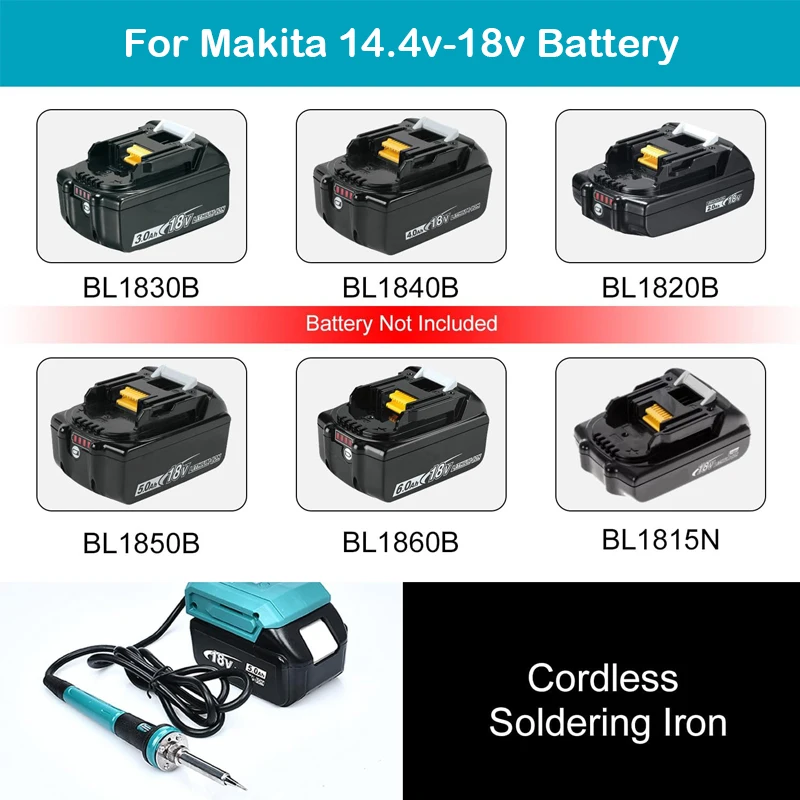 For Makita/Dewalt/Milwaukee 20V Battery 60W Wireless Electric Soldering Iron Welding Tool Stand Tip Temperature Fast Heating