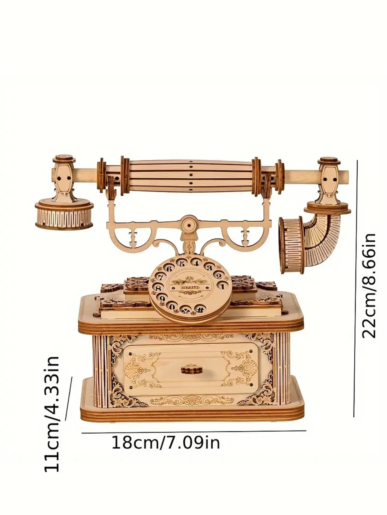 Creative Retro Telephone 3D Wooden Puzzle for Adults Tabletop Decoration and Gift for Christmas/Birthday
