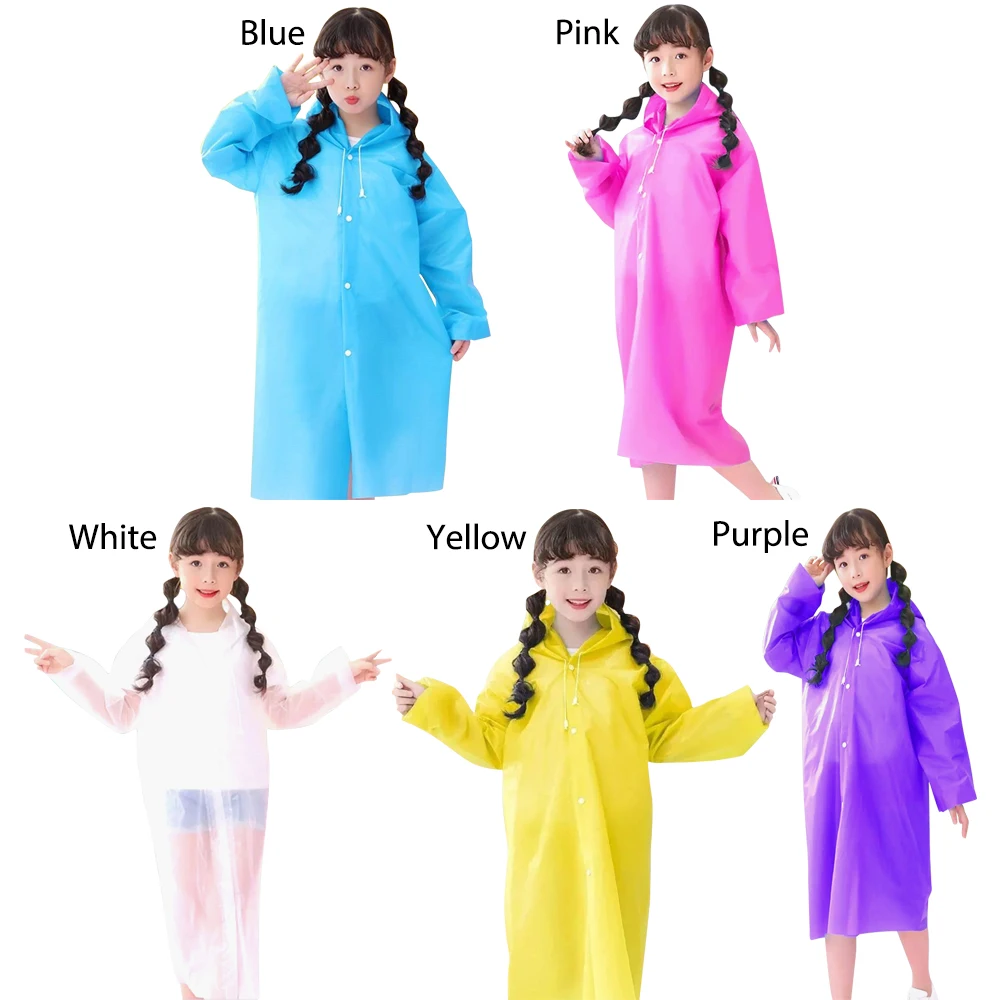 Solid Color Kids Raincoat Outdoor Waterproof Children Rain Poncho EVA Hoodie Rainwear Student Rain Coat Folding Kids Rain Coat