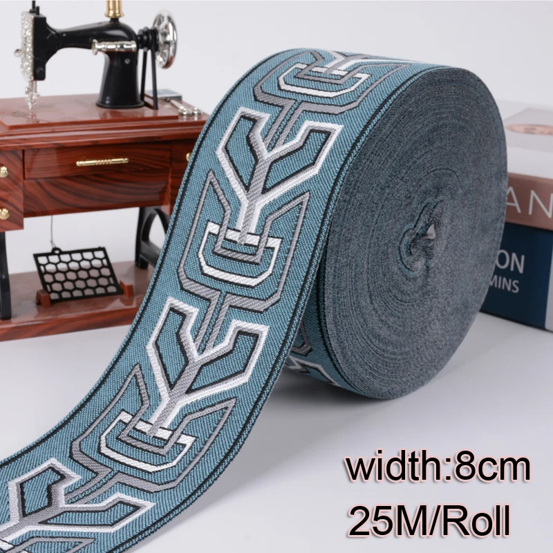 

25Meters 9CM Wide Woven Jacquard Ribbon Straps Quality Sewing Webbing Tape Newest DIY Curtain Garment Bags Shoes Decoration