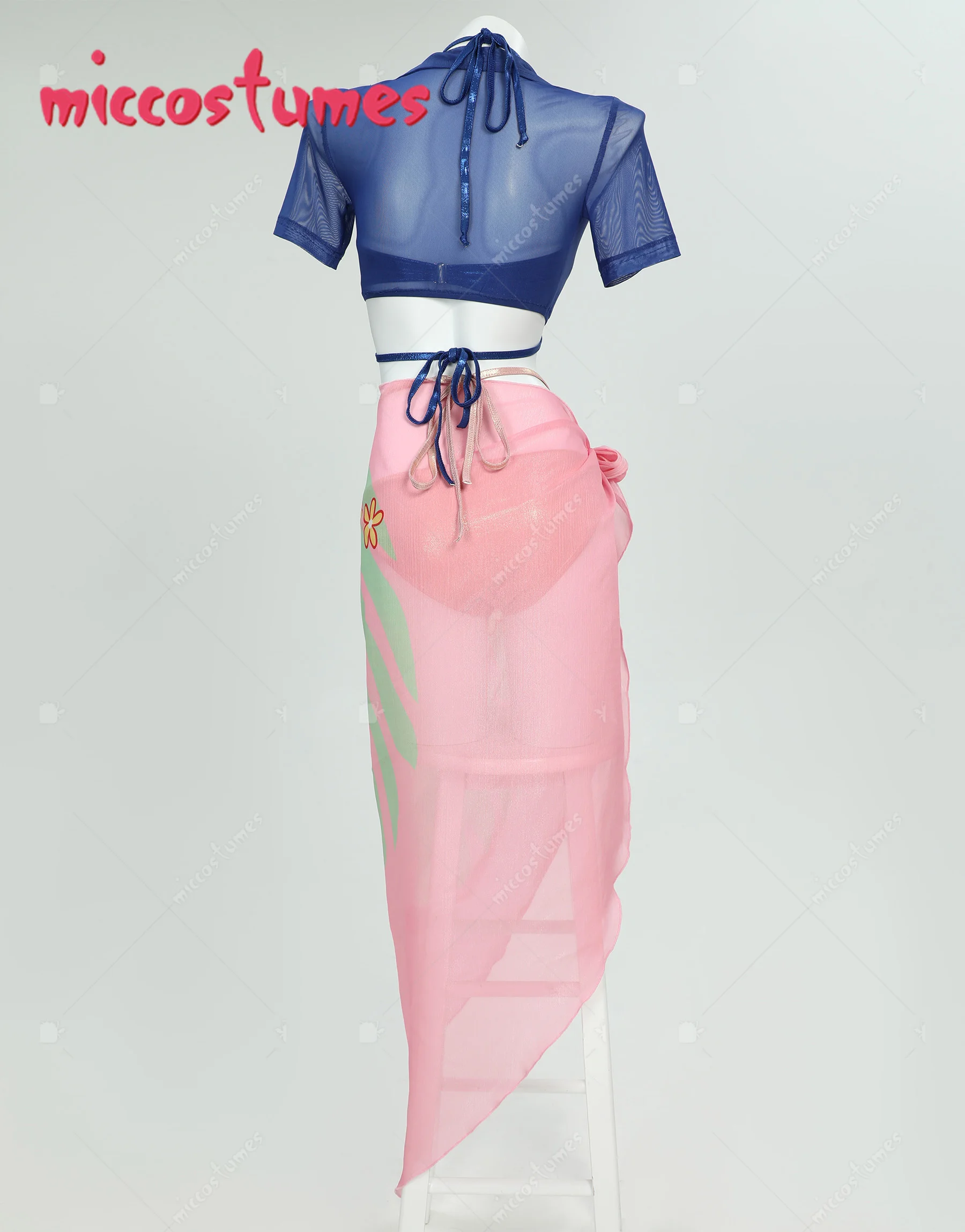 HAIKYUU Anime Derivative Swimsuit Sexy Mesh Top and Bottoms Two-Piece Bathing Suit with Cover-Up Top and Chiffon Wrap Skirt