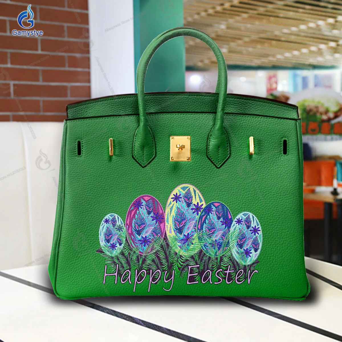 Art Print Happy Blooming Flowers in English Customize Totes Women Clutch purses and handbags Designer Ladies purses Big Capacity