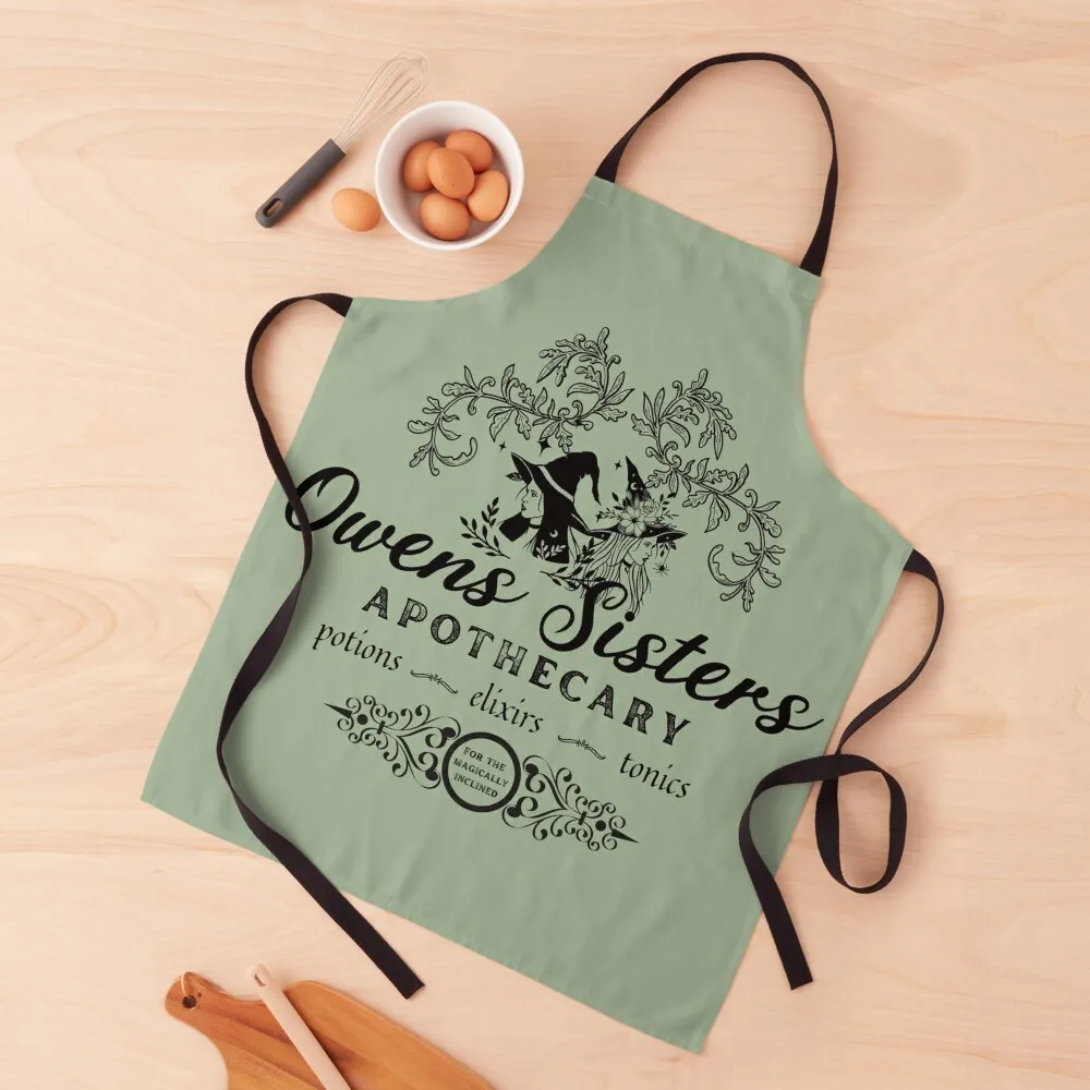 

Practical Magic Owens Sisters Apothecary Black Text Apron Chef Uniform Women Home Utensils waiter Apron