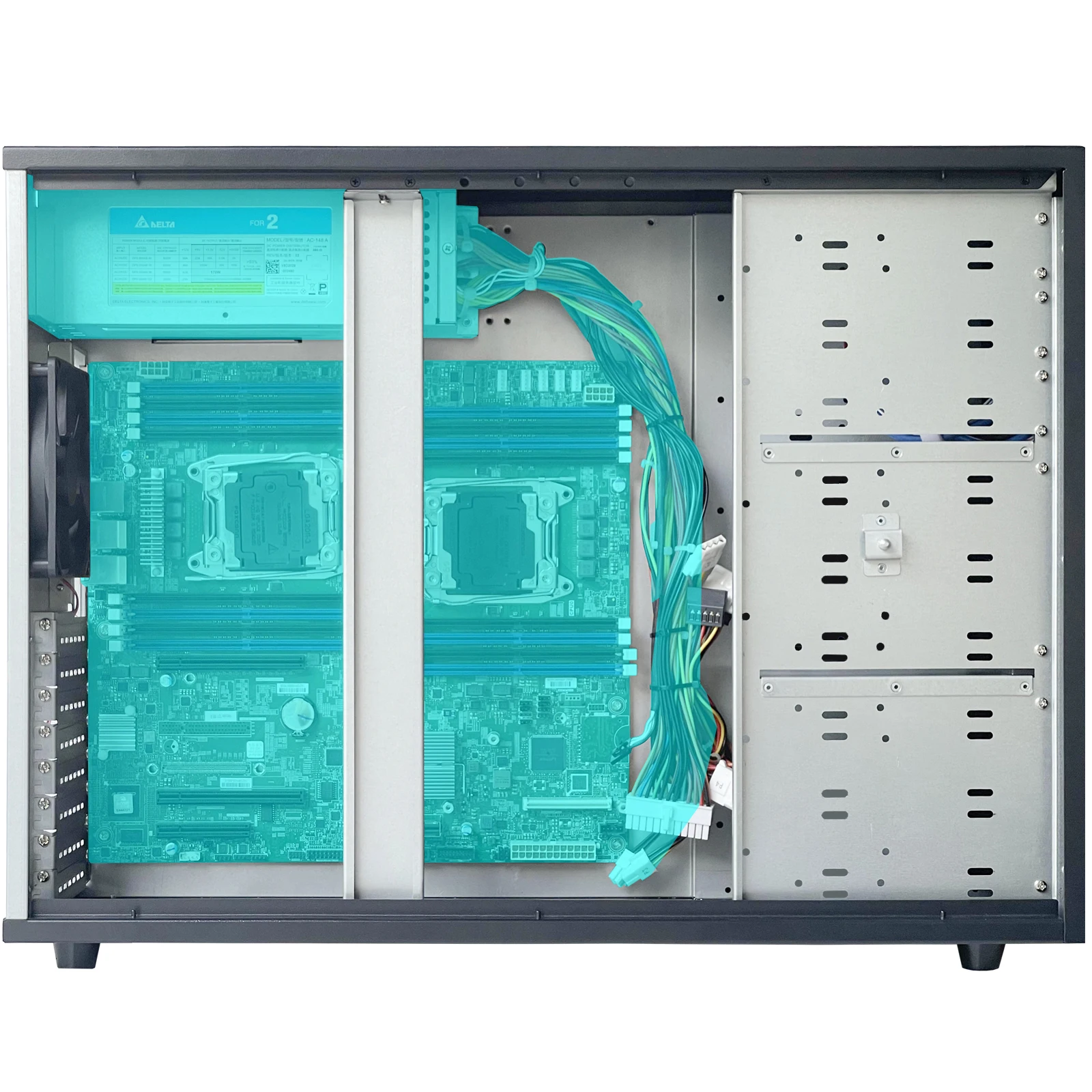 ZhenLoong รองรับ X99 dual X79 กระดานหลักกรณีเดสก์ท็อปถังขนาดใหญ่ระบายความร้อนด้วยน้ํา Tower Server แชสซี 9 ออปติคัลไดรฟ์พื้นที่